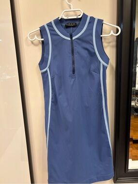 SHAN Navy Blue Sleeveless Sport Dress with Light Blue Piping